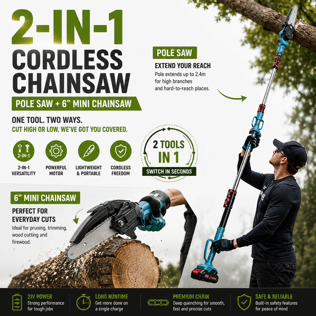2 In 1 Cordless Chainsaw Pole