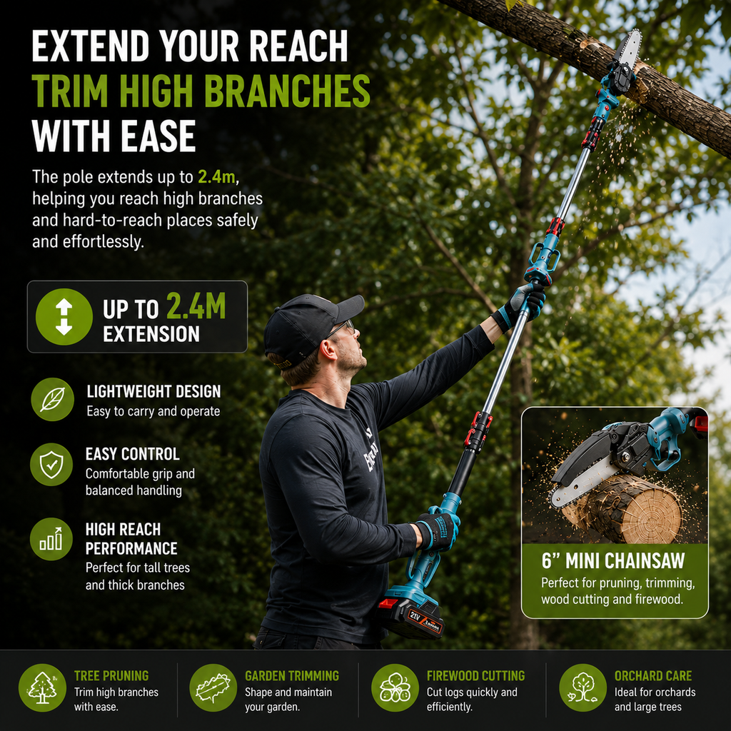 2 In 1 Cordless Chainsaw Pole