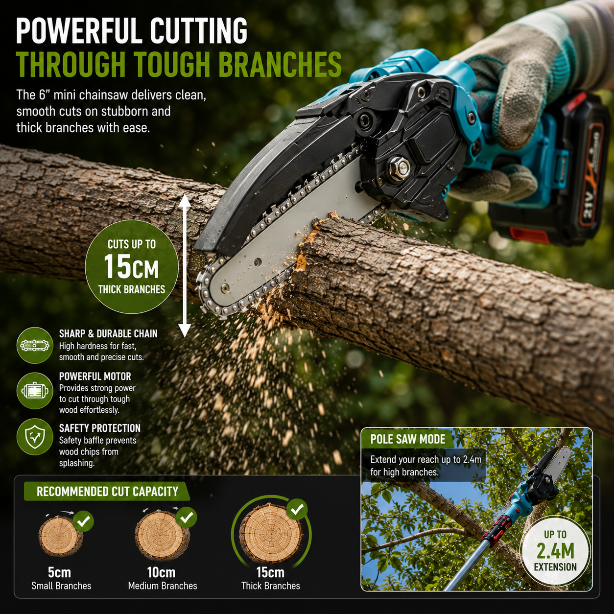 2 In 1 Cordless Chainsaw Pole