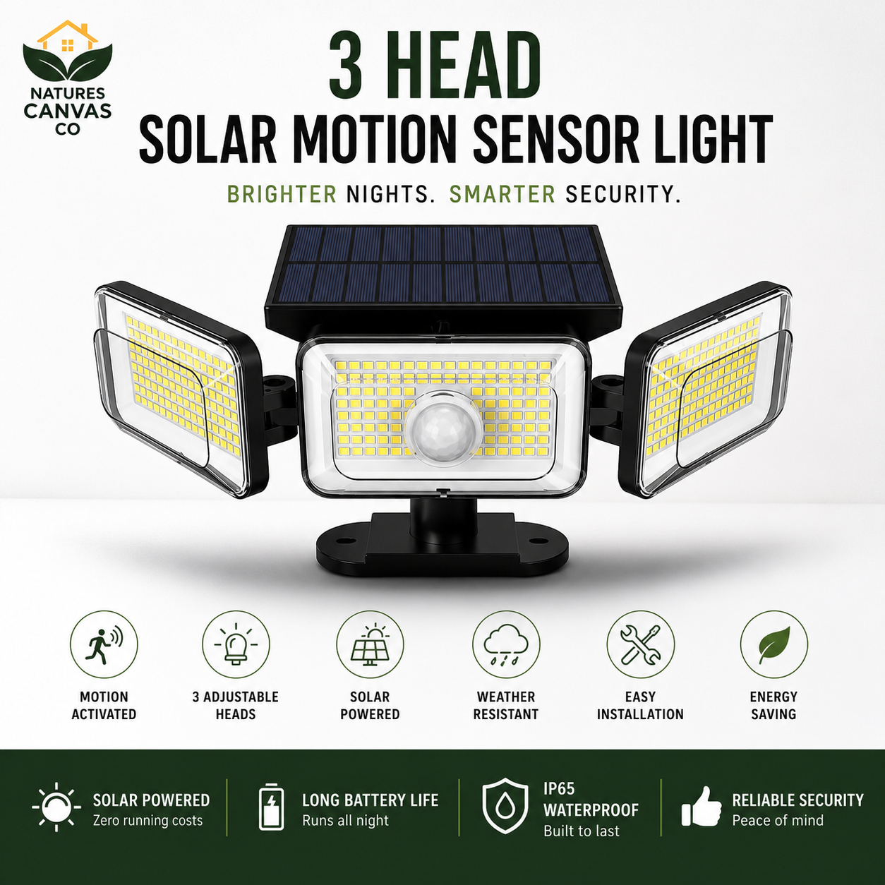 3 Head LED Solar Motion Sensor Light