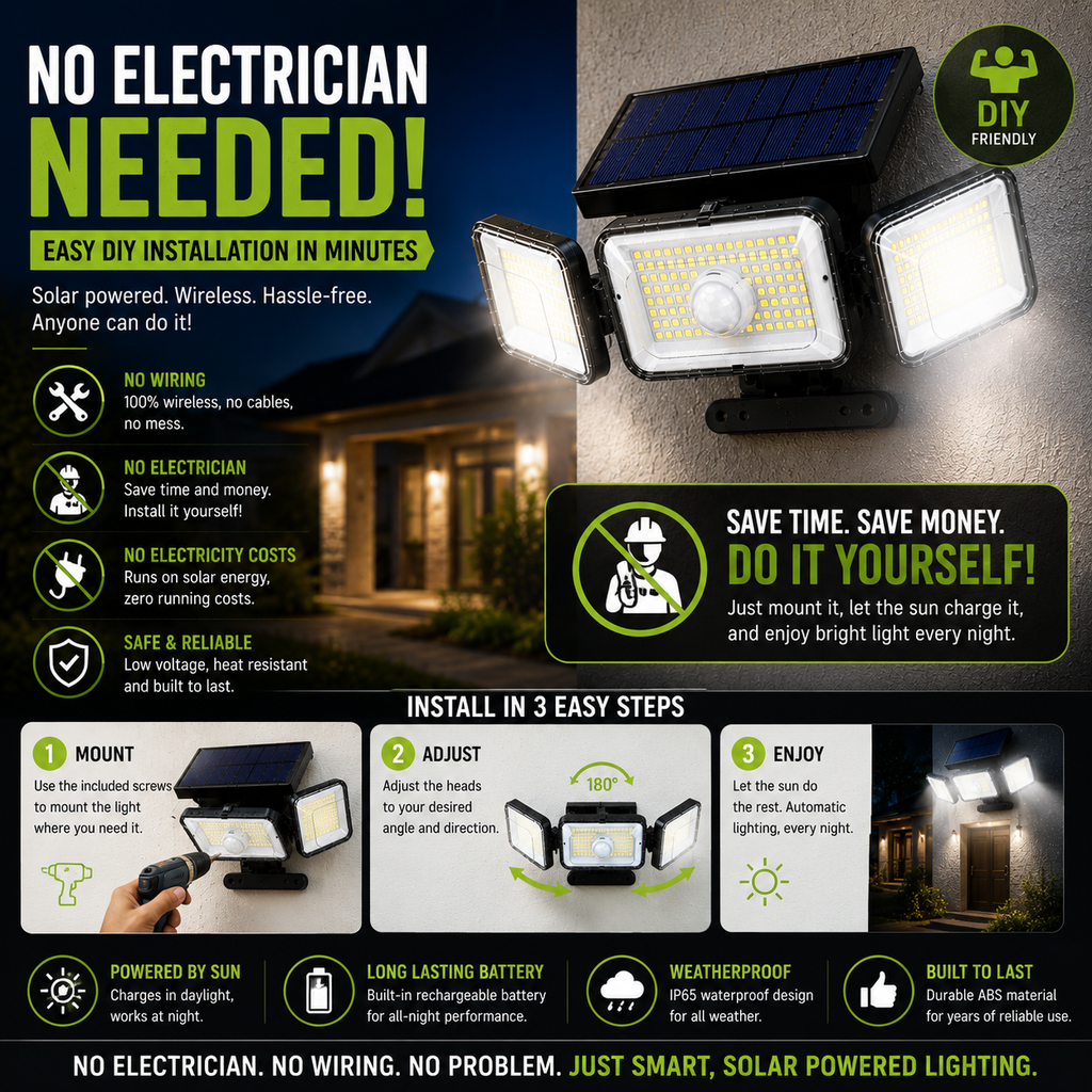 3 Head LED Solar Motion Sensor Light