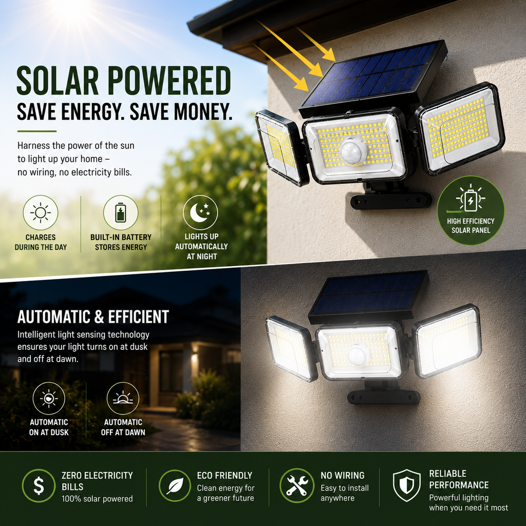 3 Head LED Solar Motion Sensor Light
