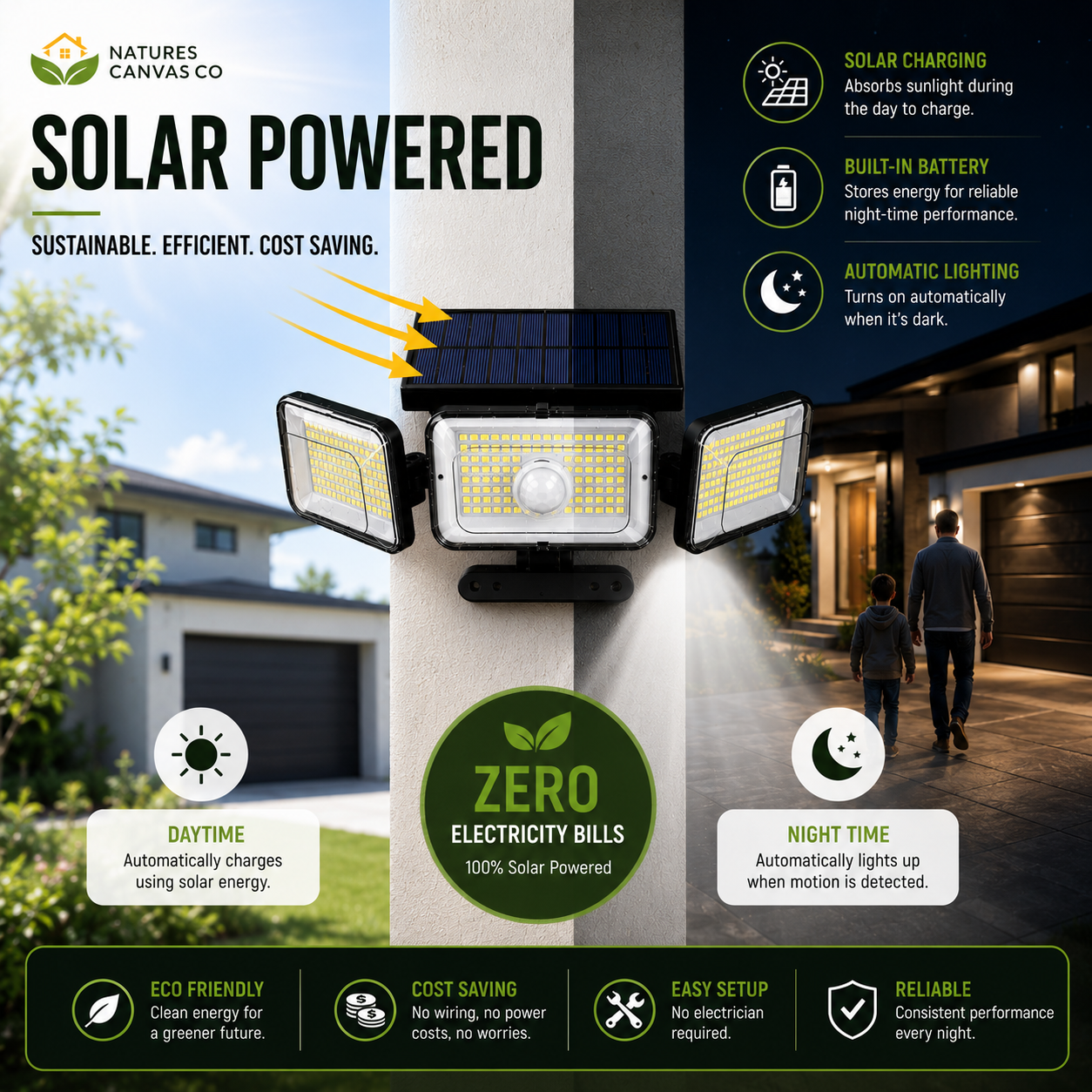 3 Head LED Solar Motion Sensor Light