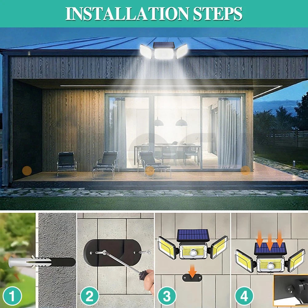 3 Head LED Solar Motion Sensor Light